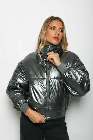 Campera Puffer Silver  Metalizada Velvet GUK2039 - Vista 6
