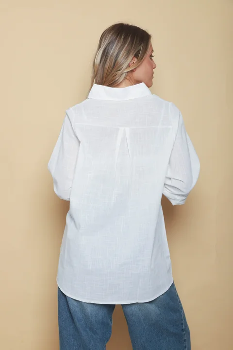 Camisa AKARI de LINO Bordada OVERSIZE GU41