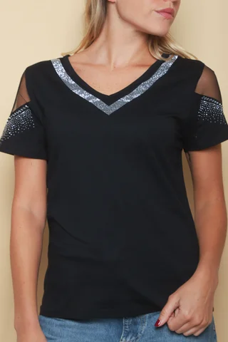 Remera DIVINE c/ Strass y Manga con Tull GU919310  - Vista 4