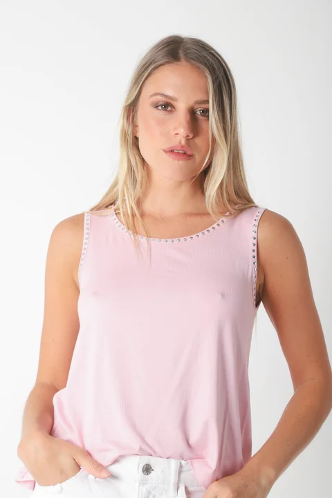 Musculosa POSITANO Modal c/ Tachas Redonda Pequeña