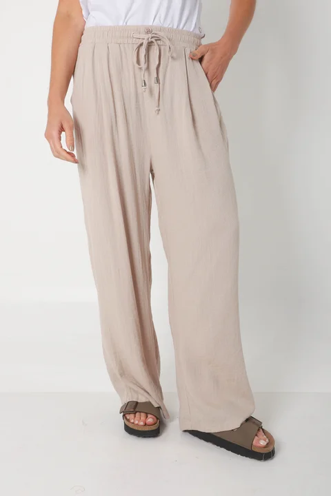 Pantalón MARE de Lino con  Tiras Bolsillos GU0332