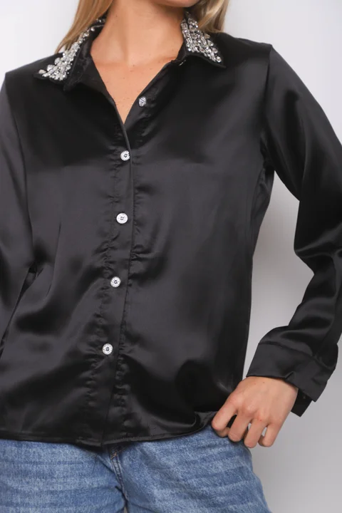 Camisa Lanise Saten Piedras GUK1767