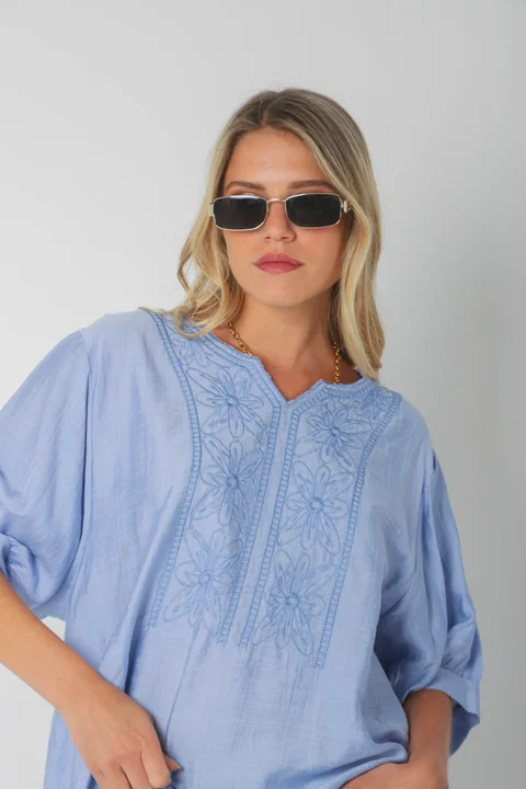 Blusa GANHA de Lino c/Bordado GU0326