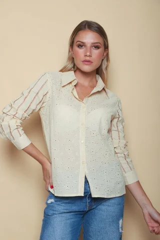 Camisa MERIDA Broderie Mangas Caladas GUK4108 - Vista 2