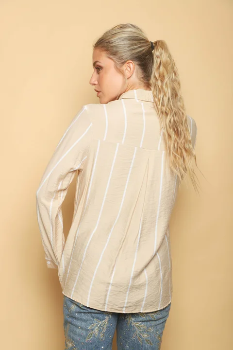 Camisa Freda Crepe Raya Intercalada