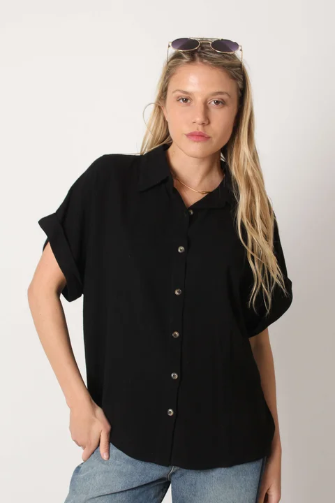 Camisa CANNES Lino Oversize Manga Corta GUC48