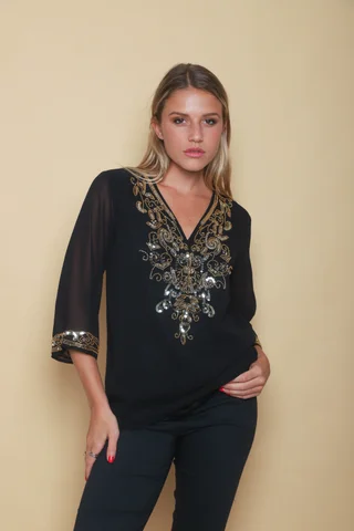 Camisola Buzios Gasa Lentejuelas GU4018 - Vista 1