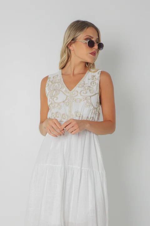 Vestido SOFIA de Lino c/Bordado GU250112