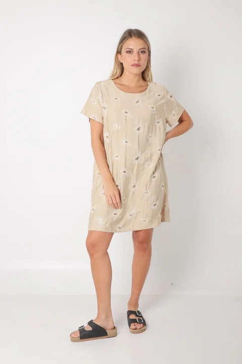  Vestido LOIRA lino c/bordado GUCH3013-1