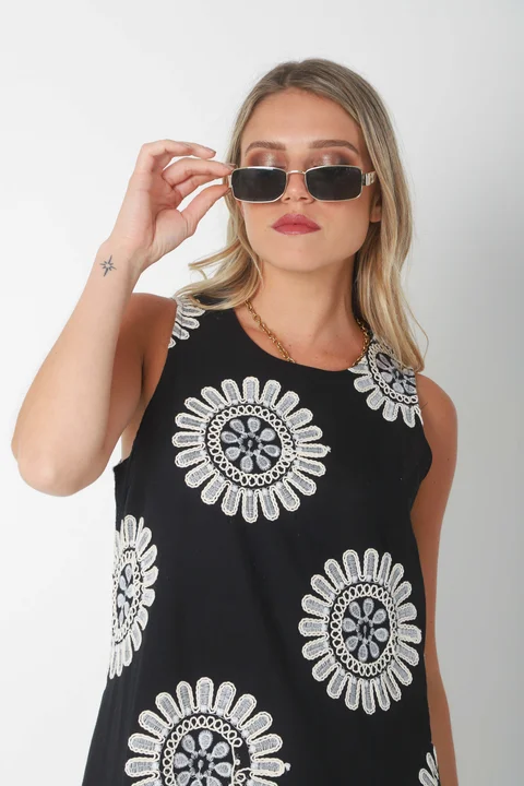 Vestido CIRUS Lino Bordado c/ Bolsillos GU250109