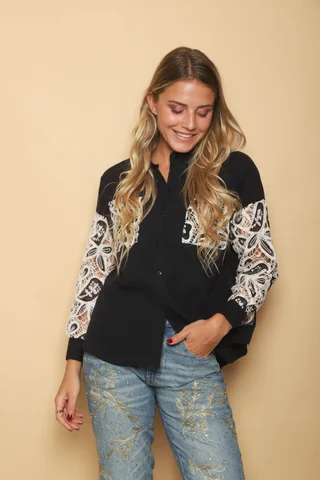 Camisa MARLENE Lino con Bordado GUK70168 - Vista 4