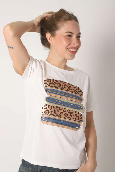 Remera MAGNOLIA PRINT c/ Mini Lentejuelas  GU5145