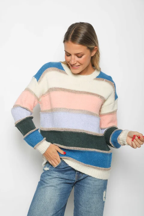 Sweater Giulia Rayado con Lurex GU21151