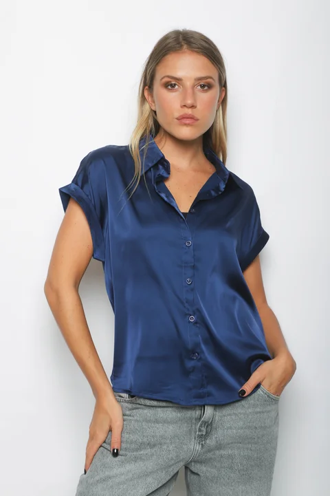 Camisa CANDI Satén Manga Corta GUV52