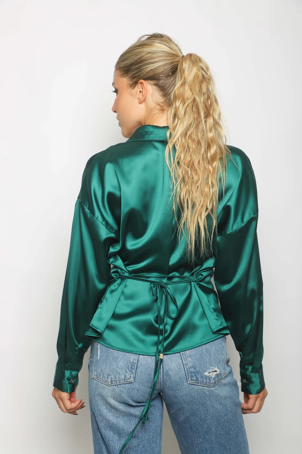 Camisa ZELENI Saten c/ Tiras para atar Atras GUK70282