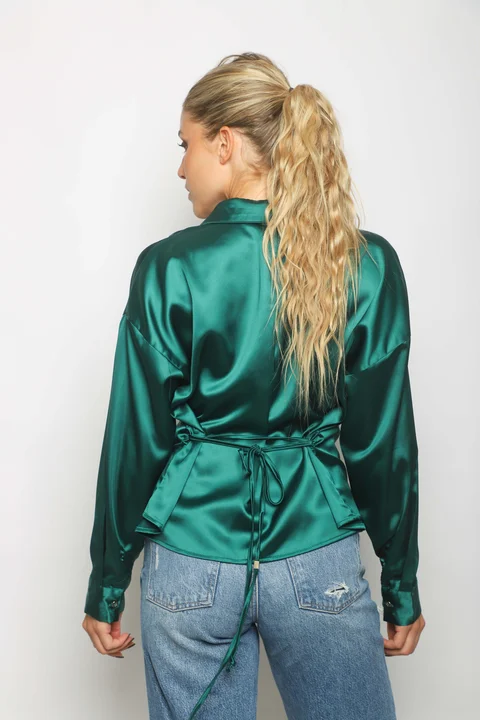 Camisa ZELENI Saten c/ Tiras para atar Atras GUK70282