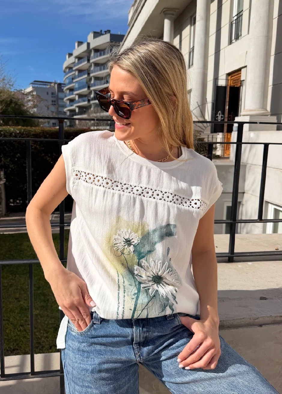 Camisola SUNRISE LINO con Strass GU10718