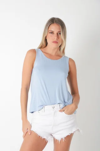 Musculosa POSITANO Modal c/ Tachas Redonda Pequeña - Vista 2