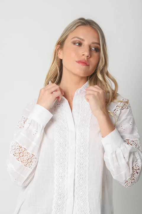 Camisa LAFINUR Lino y Broderie GUL70183