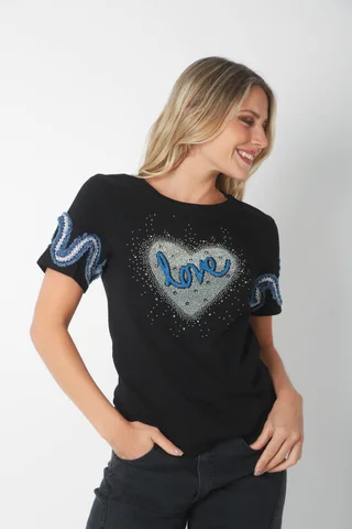 Remera BLUE LOVE STRASS GU7490 - Vista 4