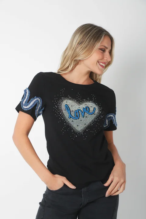 Remera BLUE LOVE STRASS GU7490