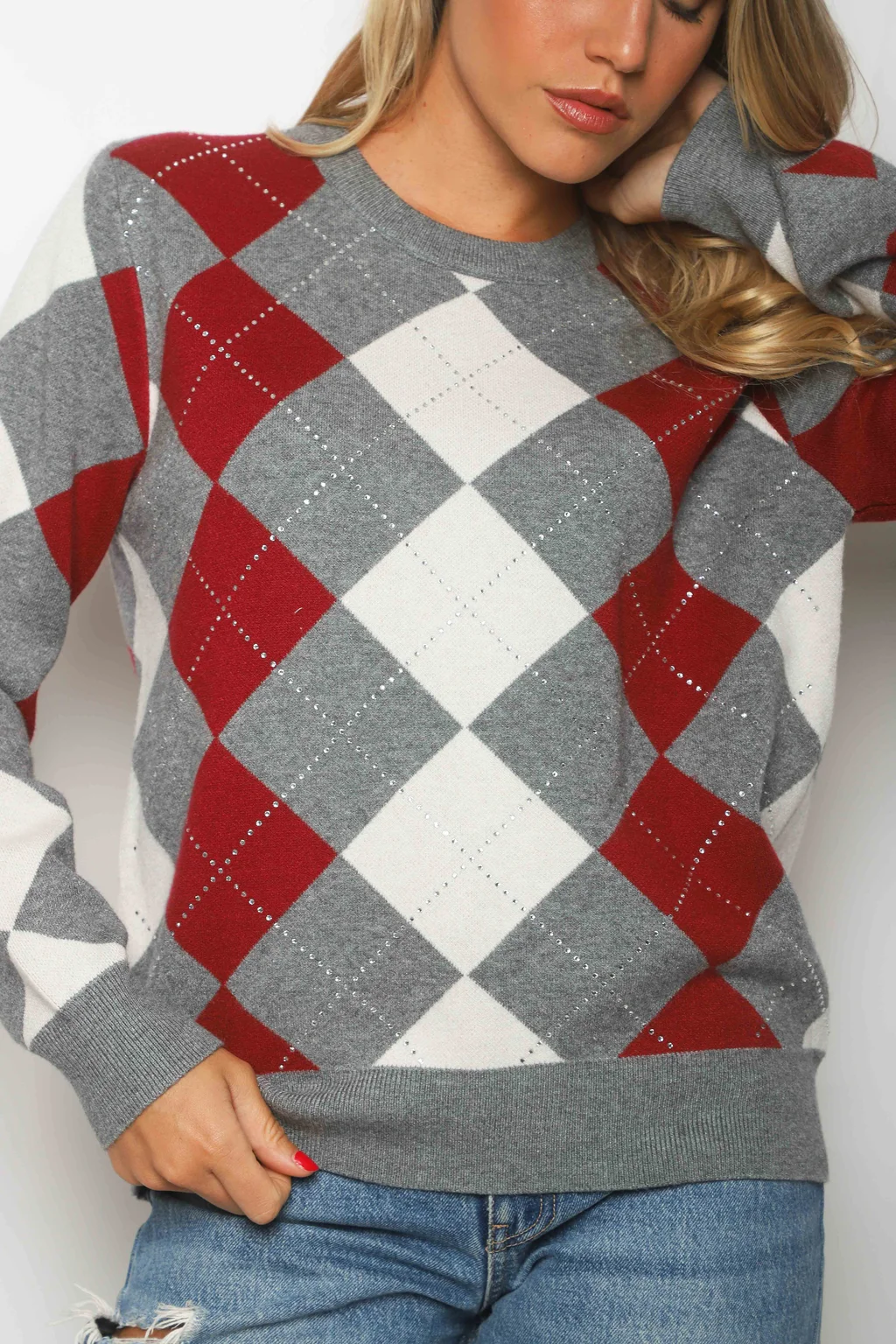 Sweater LOCH Bremer Rombo con Strass GUL840