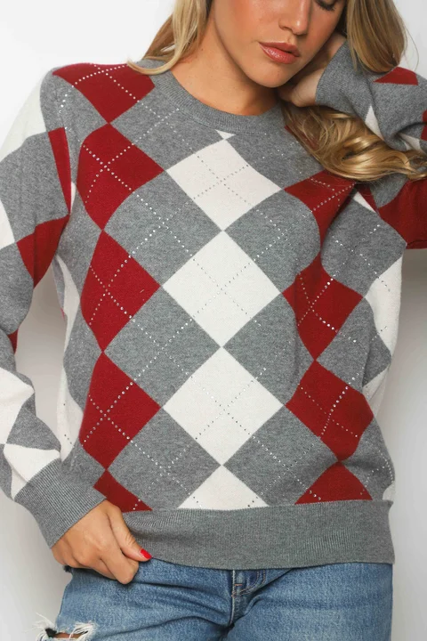 Sweater LOCH Bremer Rombo con Strass GUL840