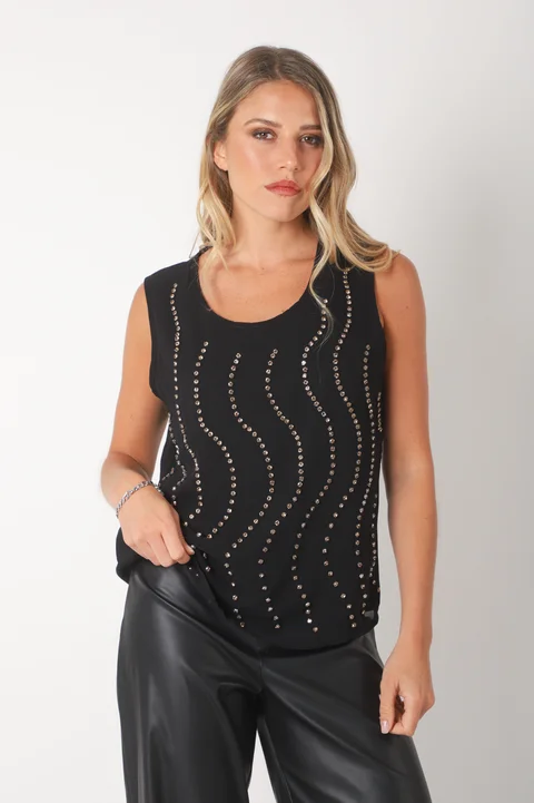 Musculosa AMALFI de gasa c/piedras GUK70126