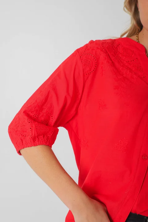 Blusa MAURA Broderie Bordada c/ Puño y Manga 3/4 GU0335