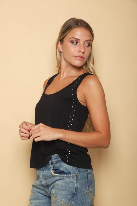 Musculosa Modal Lycra c/Perlitas