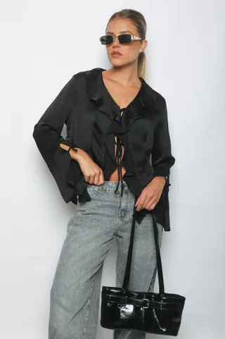 Blusa WENDY SATEN C/Volados GU0343 - Vista 1