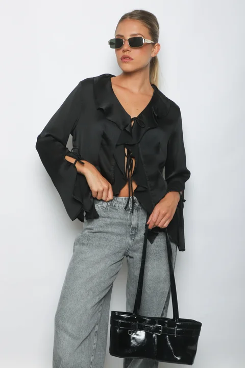 Blusa WENDY SATEN C/Volados GU0343