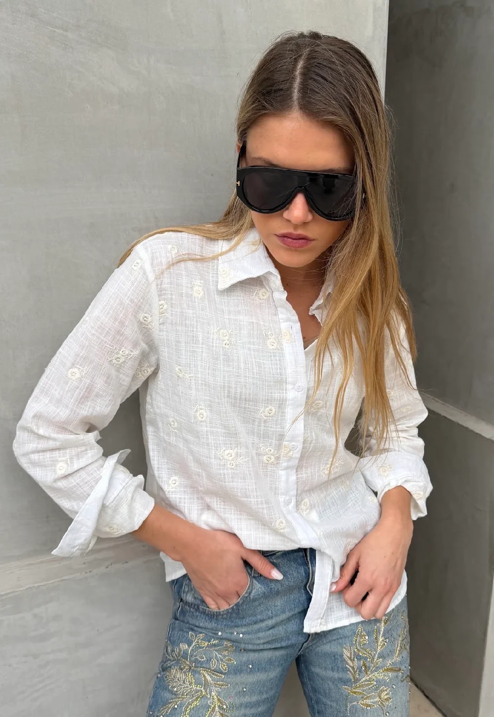Camisa ROSMARY Lino Bordada GU70242