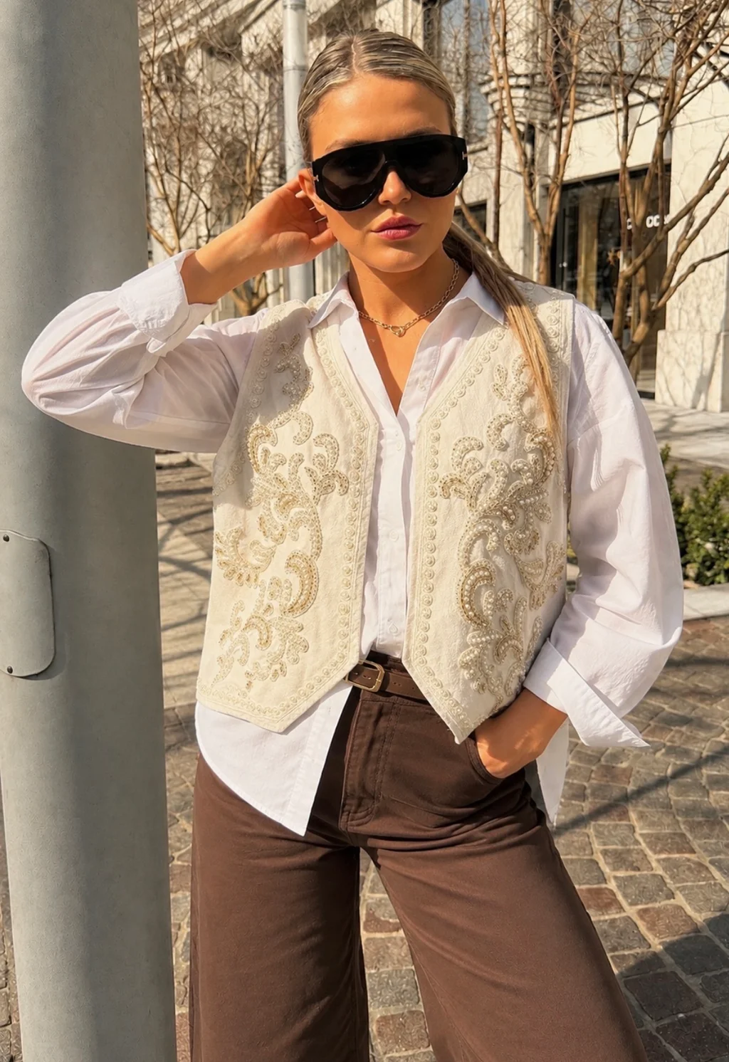 Chaleco LAMA Lino Bordado GU5937