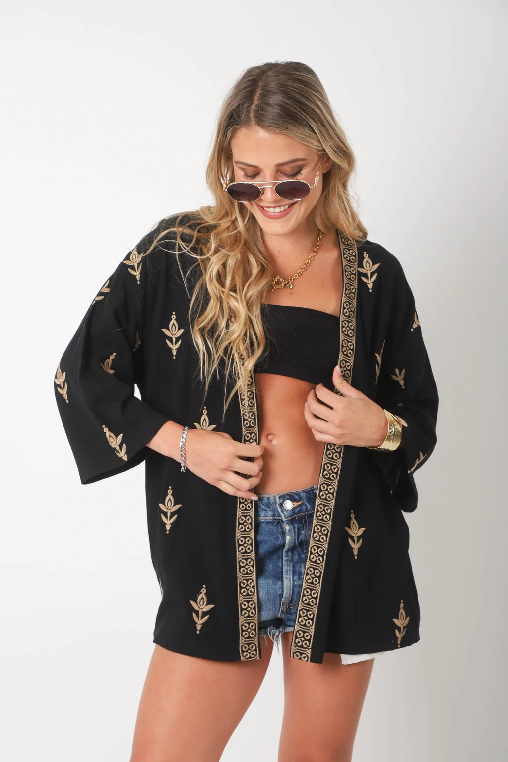 Kimono SIBYL lino c/bordado GU0540