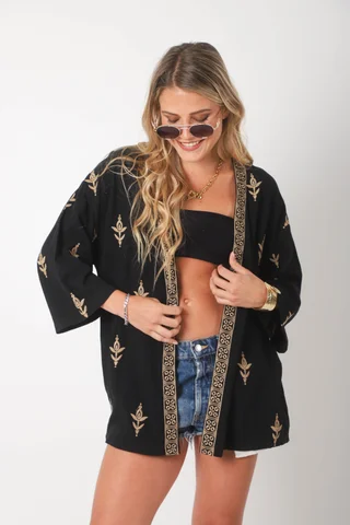 Kimono SIBYL lino c/bordado GU0540 - Vista 1