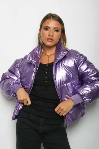 Campera  Puffer  Lila  Metalizada Velvet GUK2039 - Vista 2
