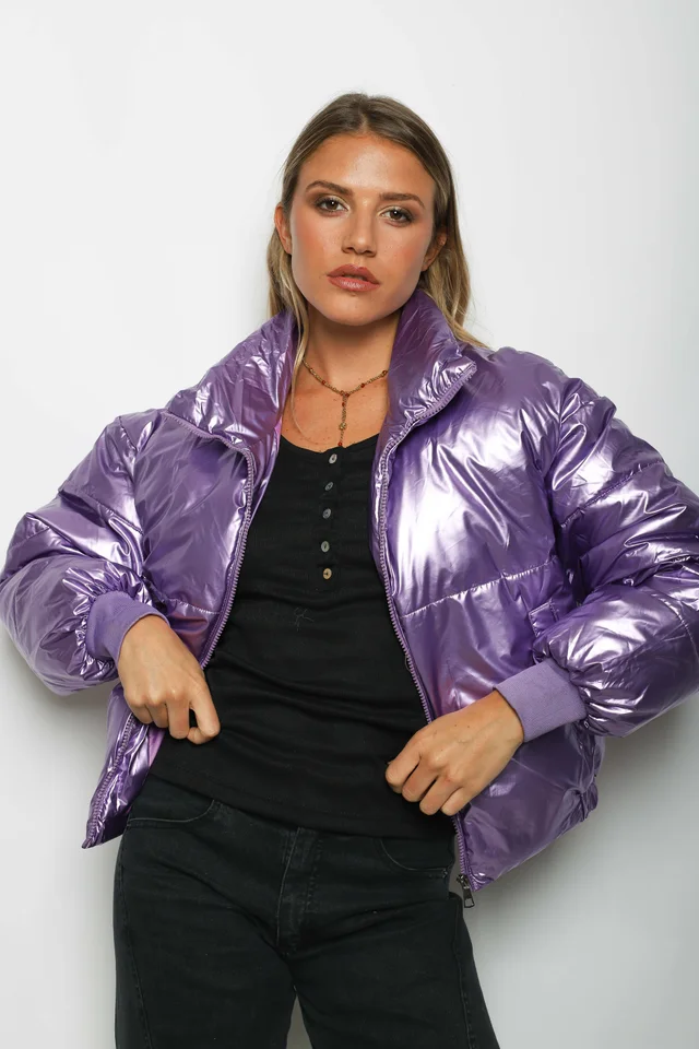 Campera  Puffer  Lila  Metalizada Velvet GUK2039