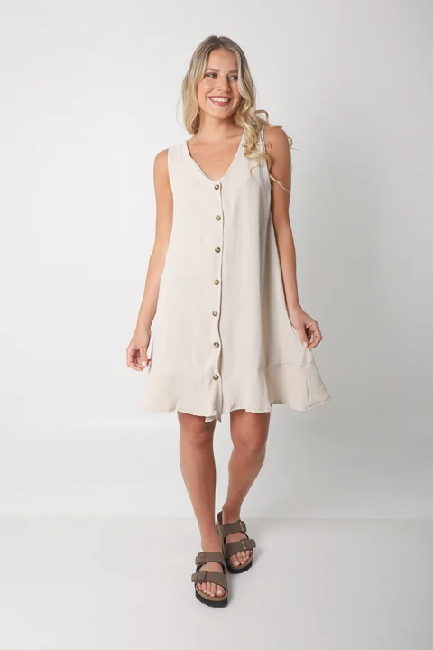 Vestido Gales Abotanado Creppe