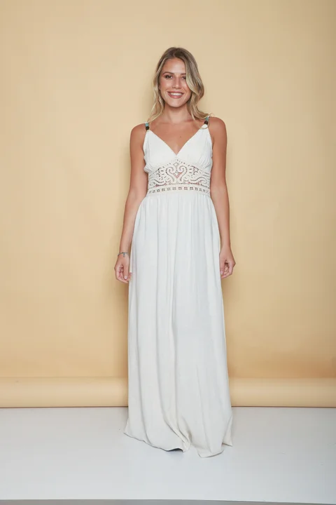 Vestido GALTIER Lino c/crochet GU0552