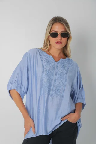 Blusa GANHA de Lino c/Bordado GU0326 - Vista 2