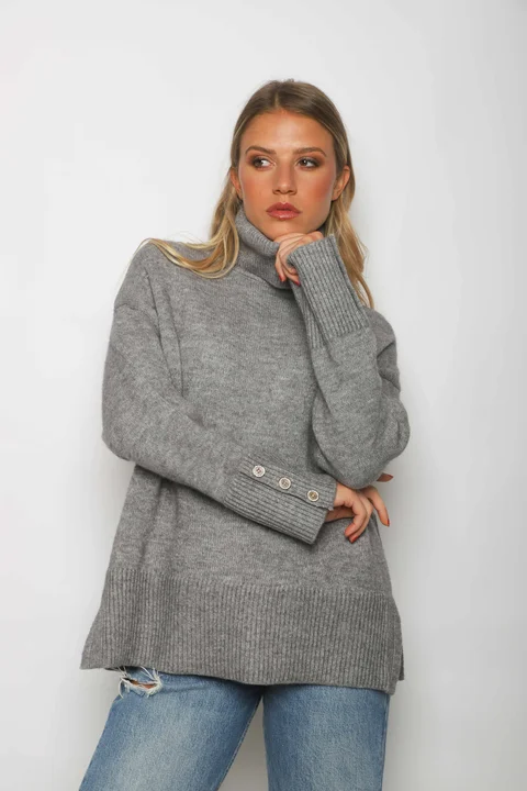 Poleron DANUBIO tejido grueso con Botones GUL836