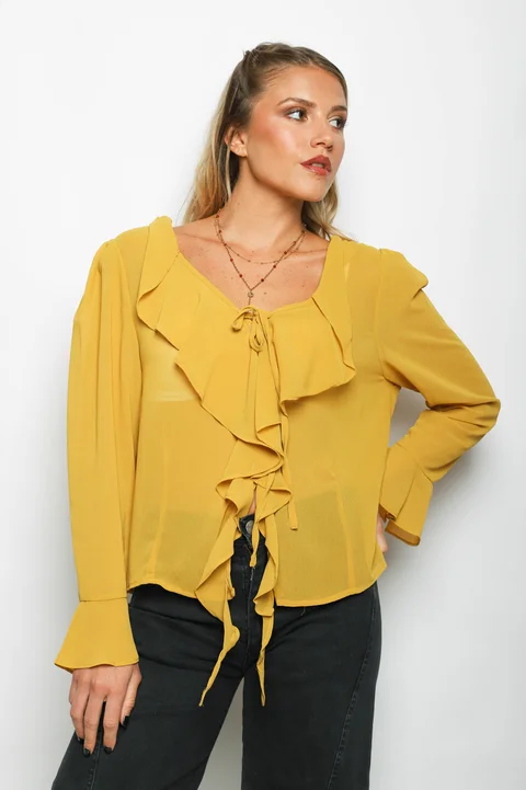 Blusa TITA Gasa c/Volados GUV60