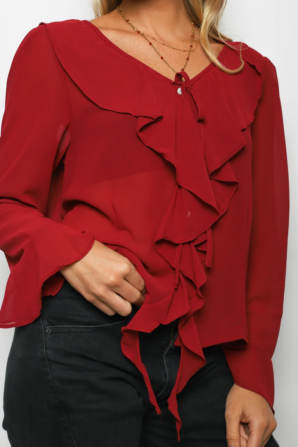 Blusa TITA Gasa c/Volados GUV60