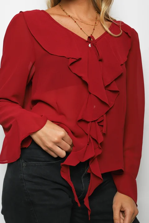 Blusa TITA Gasa c/Volados GUV60