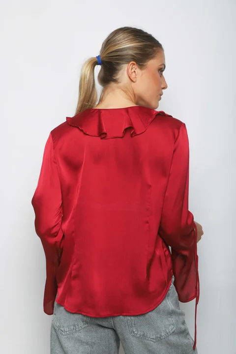 Blusa WENDY SATEN C/Volados GU0343