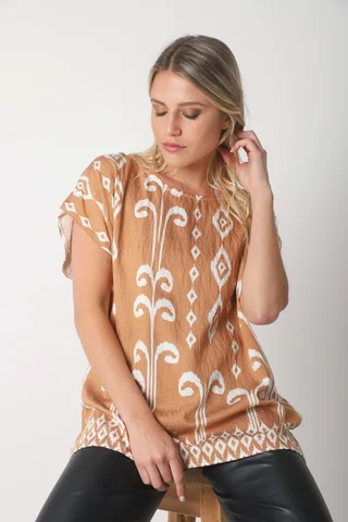 Blusa Lino Amplia Chenay Rombo c/ Strass  GU6130N - Vista 6