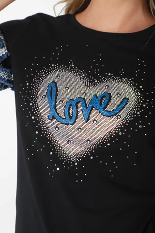 Remera BLUE LOVE STRASS GU7490 - Vista 6