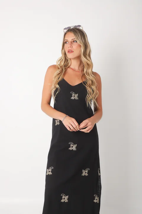 Vestido VOILA Lino bordado GUK70142-2