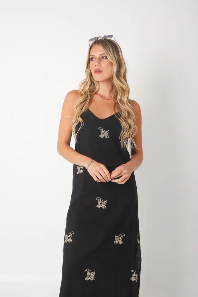 Vestido VOILA Lino bordado GUK70142-2